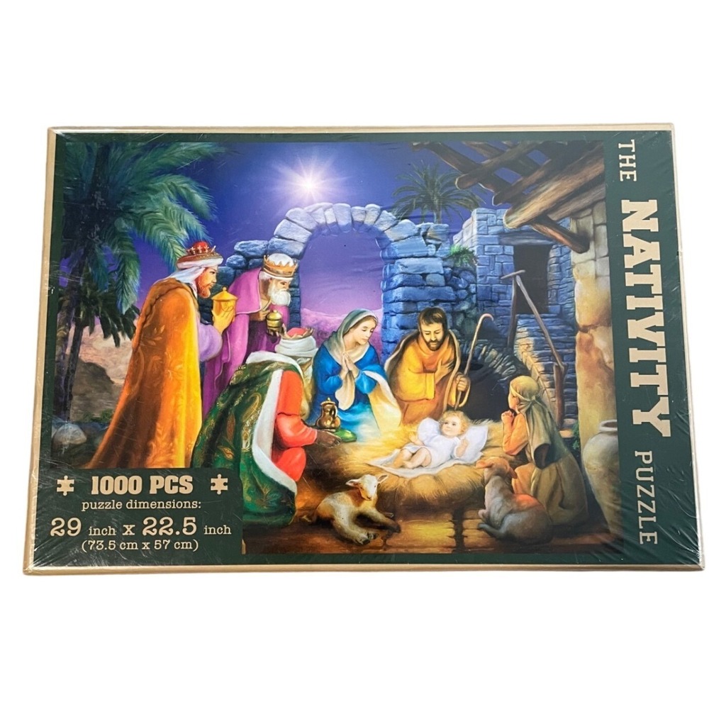 The Nativity Scene Puzzle 1,000 pieces 29x22.5 Christmas Puzzle FACTORY SEALED